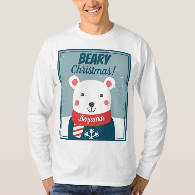 T-shirt Beary Christmas mignon dessin animé ours polaire a (Devant)
