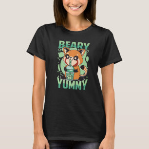 T-shirt Beary Yummy Cute Panda Rouge Thé Lait 1