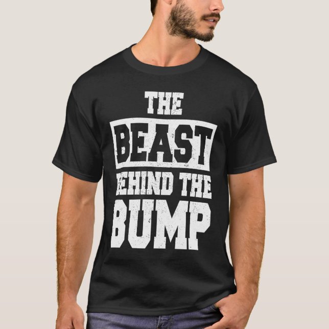 T-shirt Beast Behind The Bump Pregnancy Announcement New D (Devant)