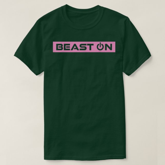 T-shirt Beast ON Pink Gym Fitness Exercice Gym Slogan Rose (Design devant)