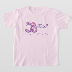 T-shirt Beatrix girls B nom signifiant chemise monographiq
