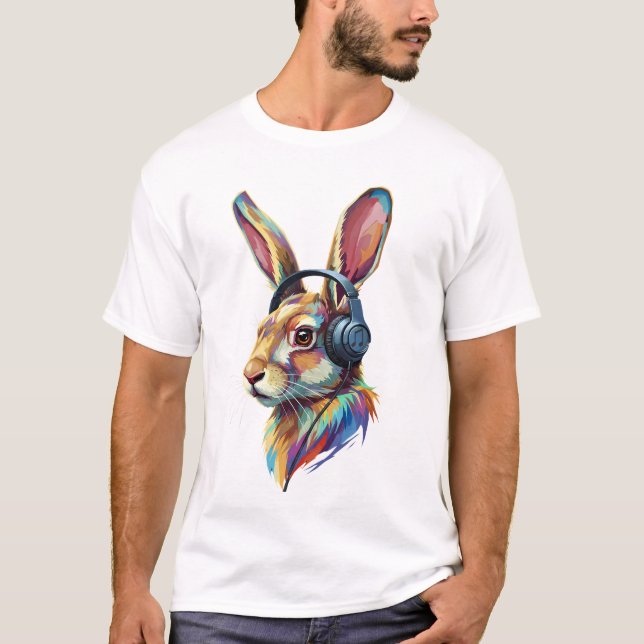 T-shirt Beats & Ears – Lapin Abstrait dans les Vibes (Devant)