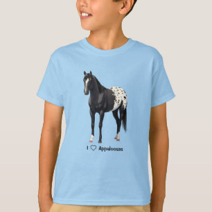 T-shirt Beau Appaloosa Noir Quarter Horse Stallion
