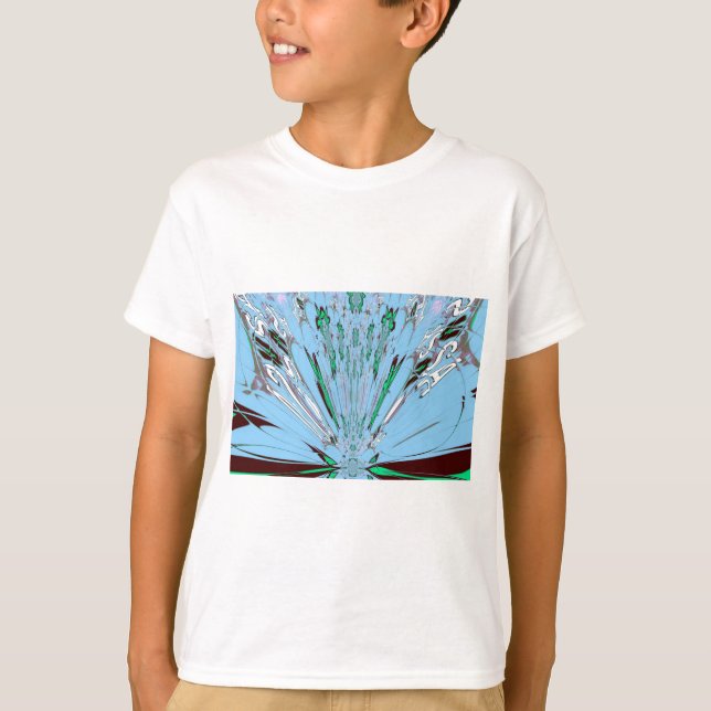 T-shirt Beau Aqua Bleu Extraordinaire Motif Art Floral (Devant)