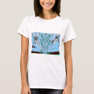 T-shirt Beau Aqua Bleu Extraordinaire Motif Art Floral