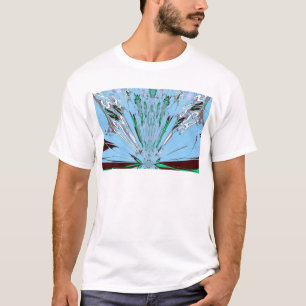 T-shirt Beau Aqua Bleu Extraordinaire Motif Art Floral