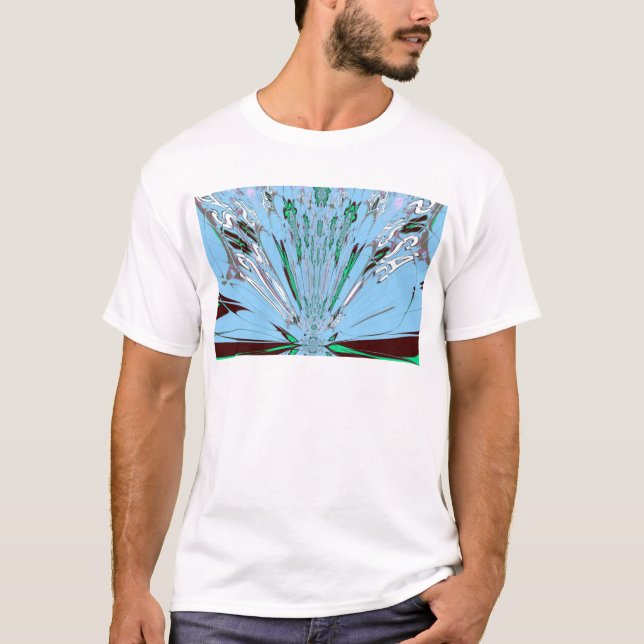 T-shirt Beau Aqua Bleu Extraordinaire Motif Art Floral (Devant)