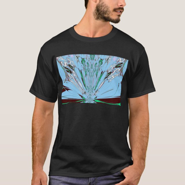 T-shirt Beau Aqua Bleu Extraordinaire Motif Art Floral (Devant)