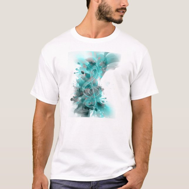 T-shirt Beau bleu gris cool fleurs splatter feuille (Devant)