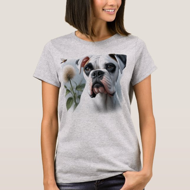 T-shirt Beau Boxer Blanc figurant dans la Nature (Devant)