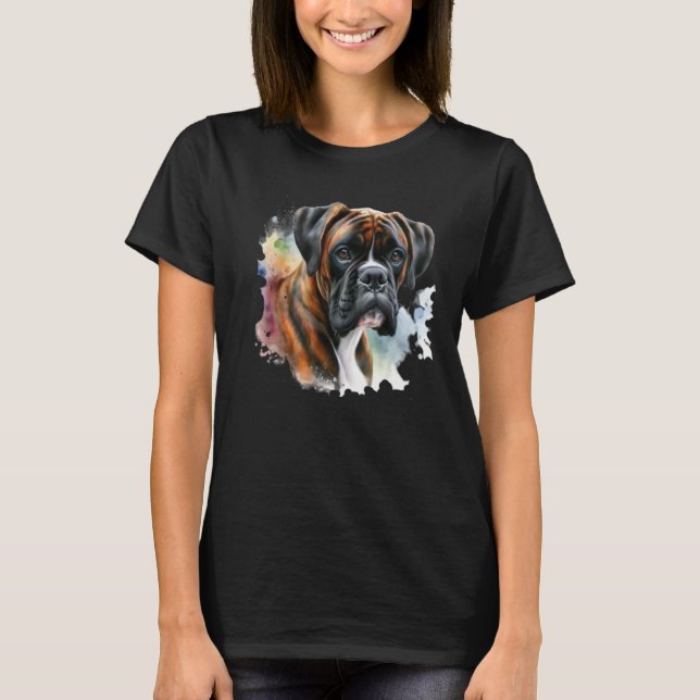 T-shirt Beau Boxer en Aquarelle (Devant)