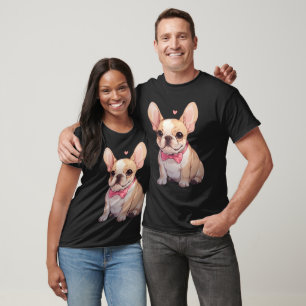 T-shirt Beau Bulldog français avec cravate rose