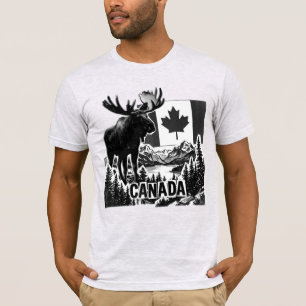 T-shirt Beau Canada. Drapeau canadien. Orignal canadien.