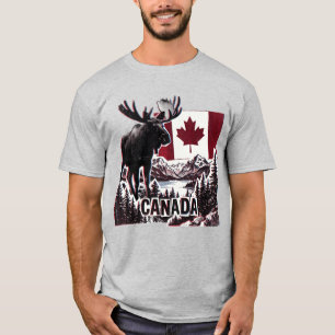 T-shirt Beau Canada. Drapeau canadien. Orignal canadien.