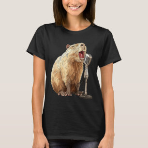 T-shirt Beau Capybara avec micro pour le karaoké et le cha