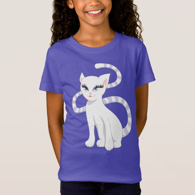 T-Shirt Beau chat de blanc de bande dessinée (Devant)