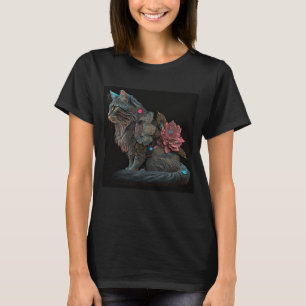 T-shirt Beau chat steampunk avec fleurs roses