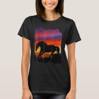 Beau cheval arabe coucher de soleil silhouette ora
