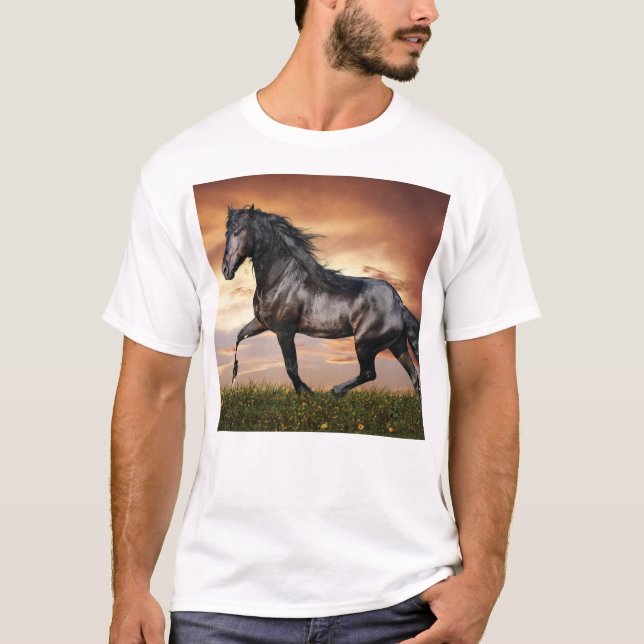 T-shirt Beau Cheval Noir (Devant)