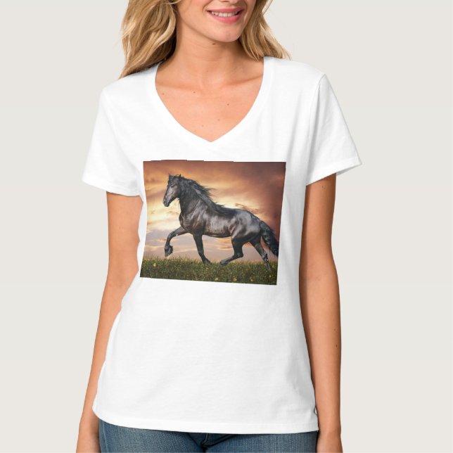 T-shirt Beau Cheval Noir (Devant)