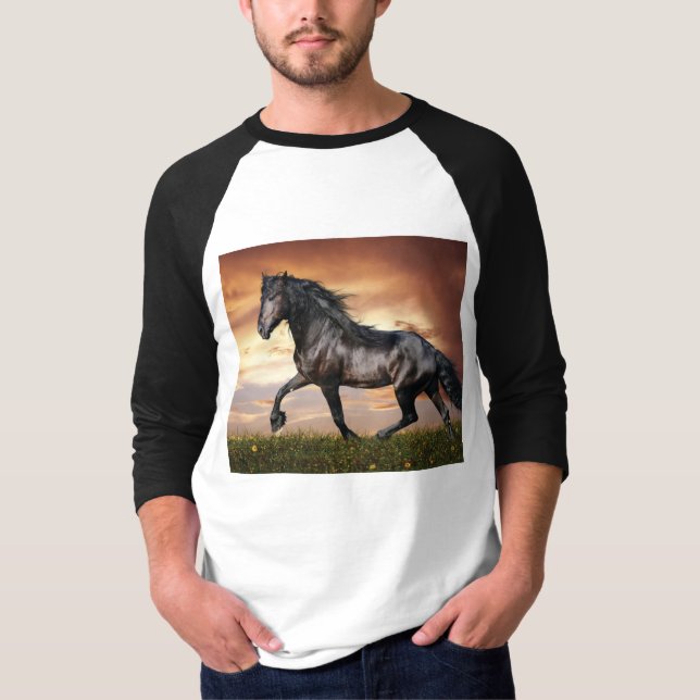 T-shirt Beau Cheval Noir (Devant)