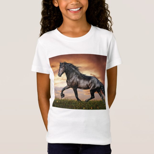 T-Shirt Beau Cheval Noir (Devant)