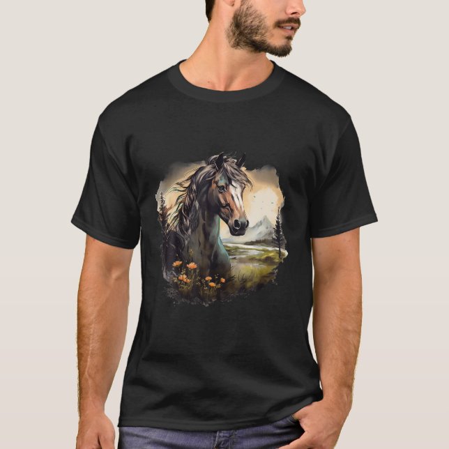 T-shirt beau cheval sauvage Idée Créative Inspiration Gra (Devant)