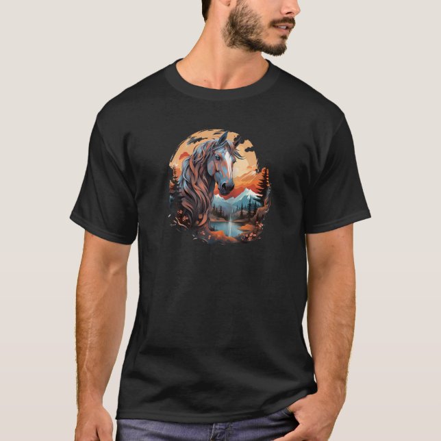 T-shirt beau cheval sauvage Idée Créative Inspiration Gra (Devant)