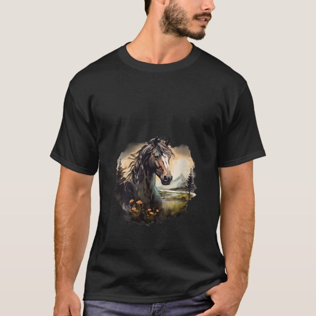 T-shirt beau cheval sauvage Idée Créative Inspiration Gra (Devant)