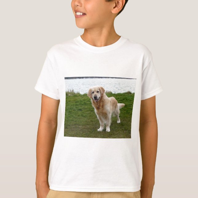 T-shirt Beau chien Retriever doré debout (Devant)