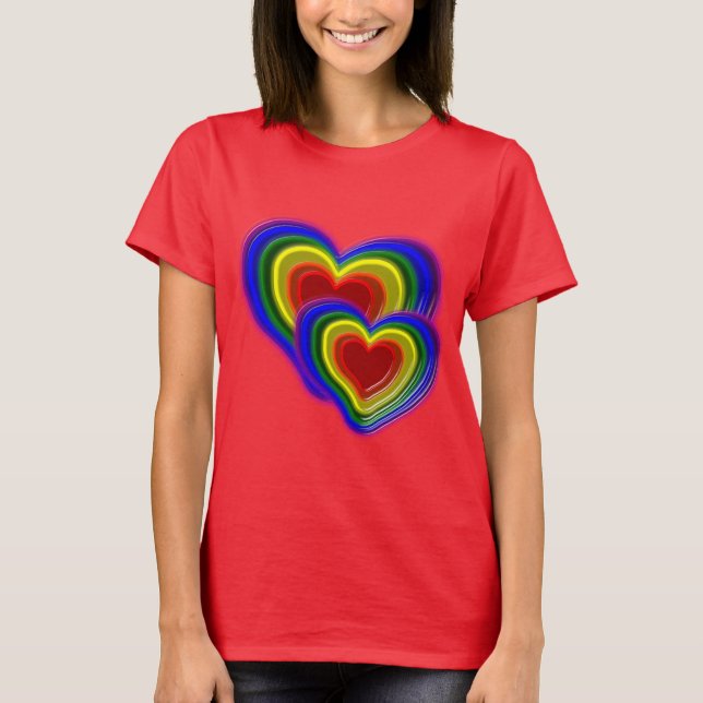 T-shirt beau coeur arc-en-ciel (Devant)