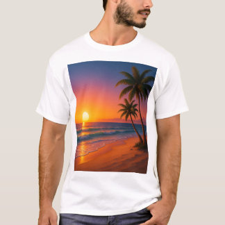 T-shirt Beau coucher de soleil sur la plage