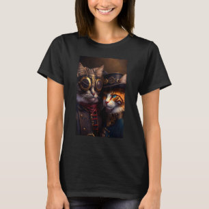 T-shirt Beau couple de chats Steampunk chats chats chaton 