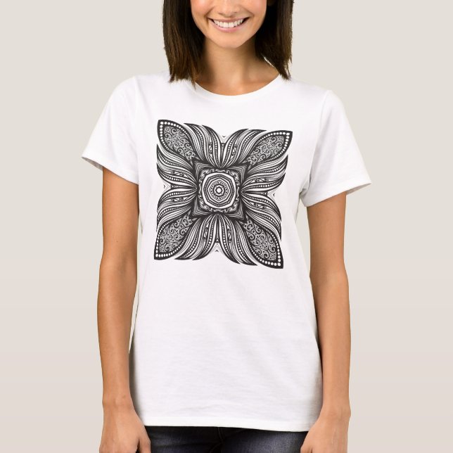 T-shirt Beau Décor Carré Doodle (Devant)