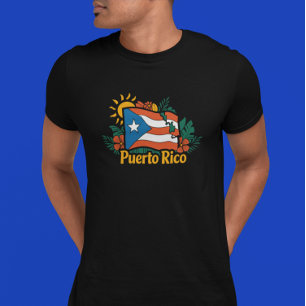 T-shirt Beau Drapeau Floral Porto Rico