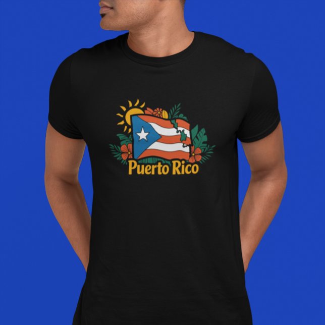 T-shirt Beau Drapeau Floral Porto Rico (Beautiful Floral Puerto Rico Flag Artwork T-Shirt)