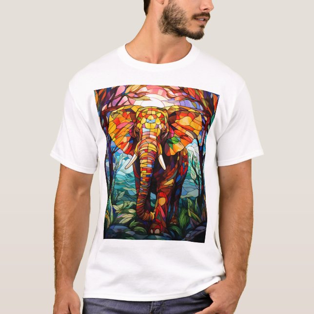 T-shirt Beau éléphant coloré (Devant)
