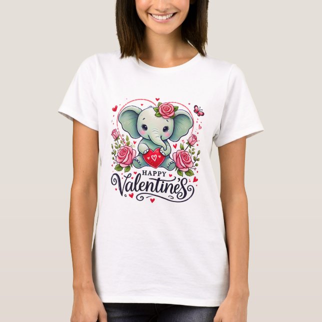 T-shirt Beau éléphant de Saint-Valentin (Devant)