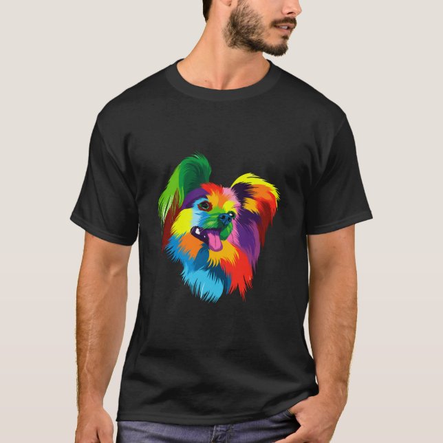 T-shirt Beau Espagnol Chien Papillion Drôle Animal Multico (Devant)