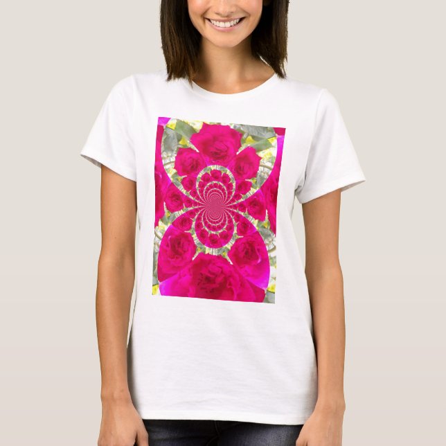 T-shirt Beau Extraordinaire Roses rouges Motif Kaleidoscop (Devant)