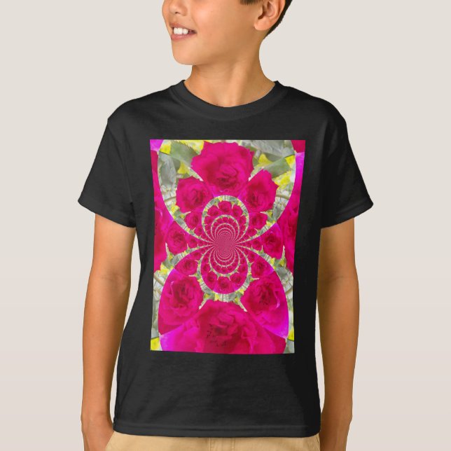 T-shirt Beau Extraordinaire Roses rouges Motif Kaleidoscop (Devant)