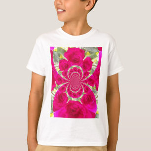 T-shirt Beau Extraordinaire Roses rouges Motif Kaleidoscop