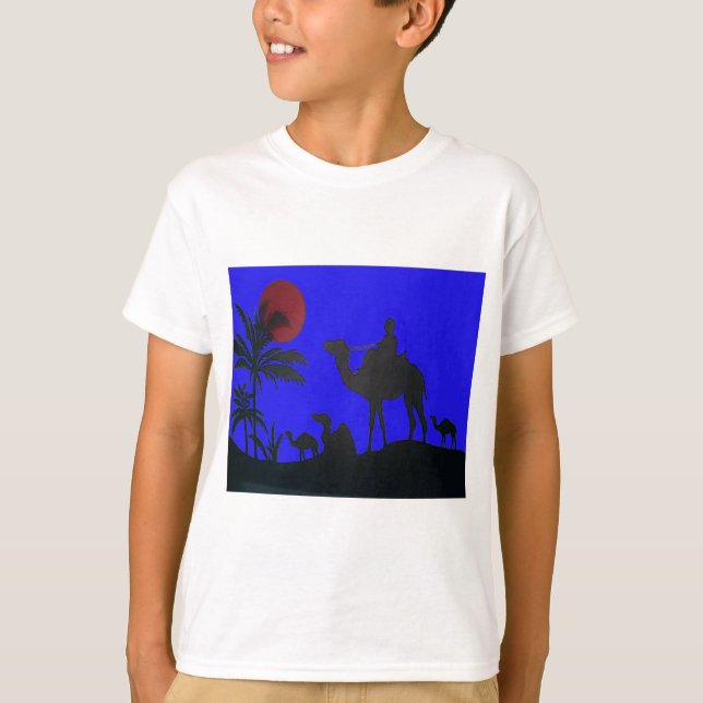 T-shirt Beau Extraordinaire Sunset Camel Safari Art Imprim (Devant)