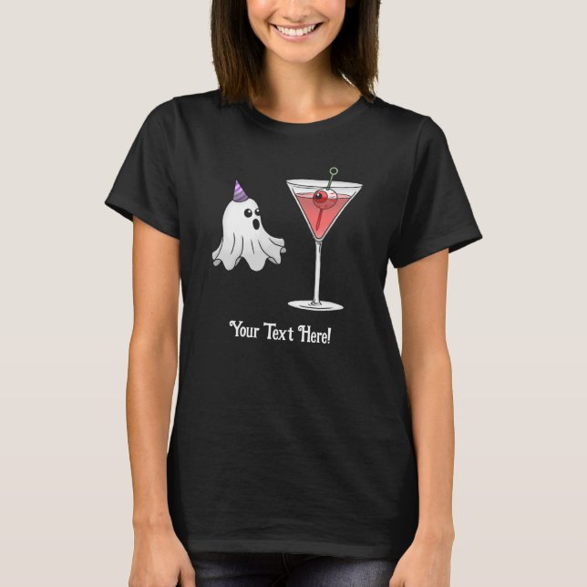 T-shirt Beau Fantôme et Cocktail Effrayant (Devant)