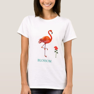 T-shirt Beau Flamant Rose et Fleur d'Hibiscus Rouge