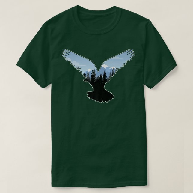 T-shirt Beau Flying Bald Eagle Night Sky Forest Bird (Design devant)
