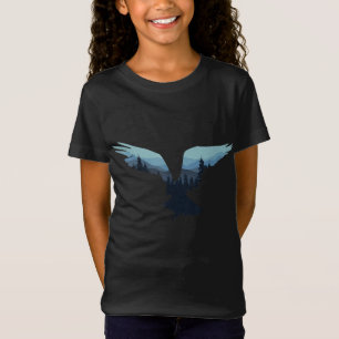 T-Shirt Beau Flying Eagle Night Sky Forest Bird Silho