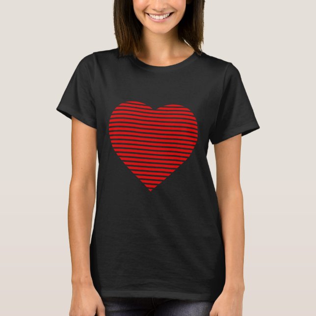 T-shirt Beau Grand Coeur Rouge Saint Valentin Garçons Fill (Devant)