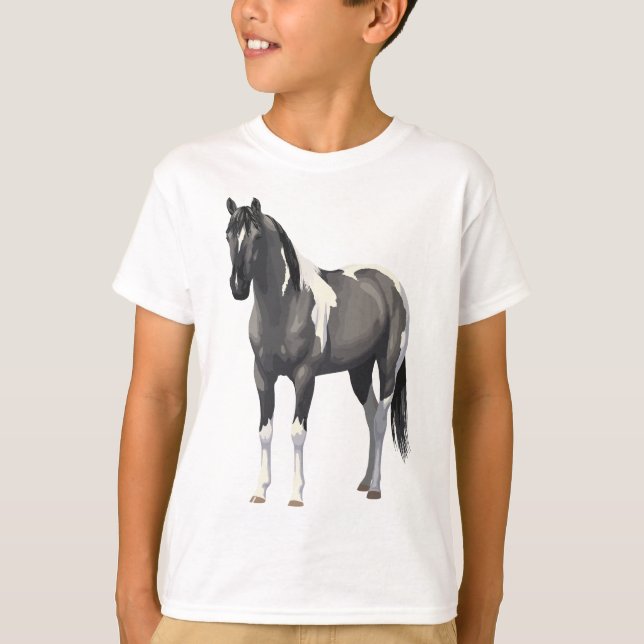 T-shirt Beau Gris Pinto Grulla Peinture Cheval Stallion (Devant)