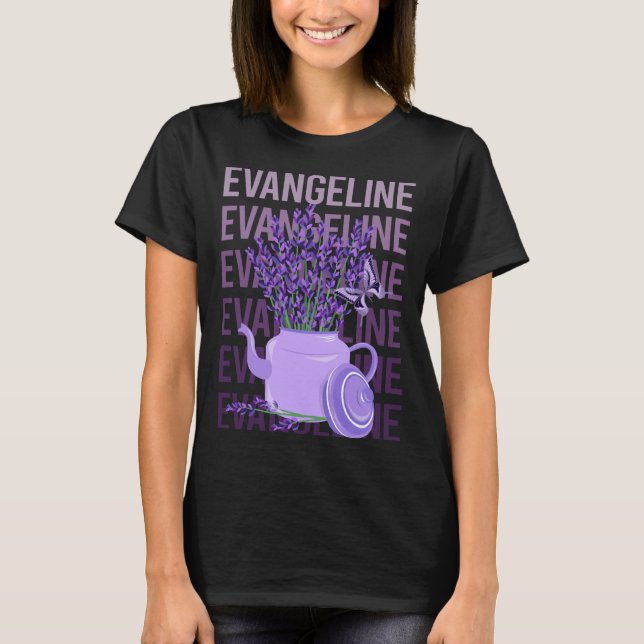 T-shirt Beau Lavande - Nom Evangeline (Devant)